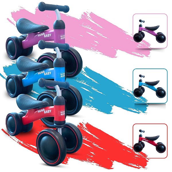 Bicicleta De Equilíbrio 4 Rodas Andador Infantil Nuga Baby