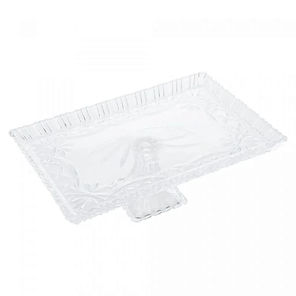 Prato para Bolo de Cristal Janine 29,5cm x  19,5cm - Lyor