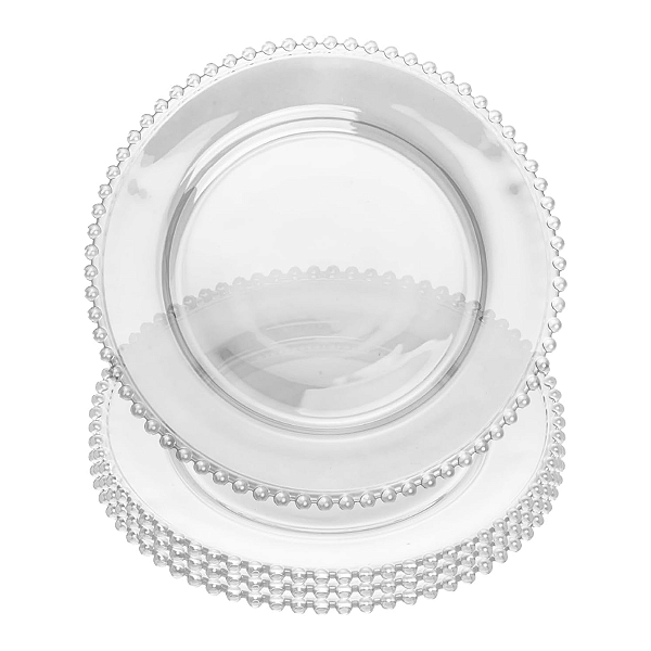 Conjunto de Pratos de Cristal 4 Peças, Transparente, 20 cm