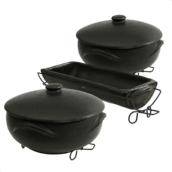 Kit Panela Moquequeira De Barro E Telha P/ Moqueca De Peixe