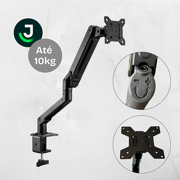 Suporte Ergonômico Articulado de Mesa para Monitor e TV de 12 a 32 Polegadas – Ajustável, Preto
