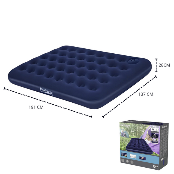 Colchão Inflável Casal Com Inflador Acoplado Multiuso Até 300kg - Bestway Cor Azul