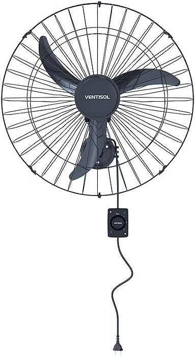Ventilador Oscilante De Parede 60cm Preto Bivolt 147w 60 Cm Preto Plástico 3 127/220v
