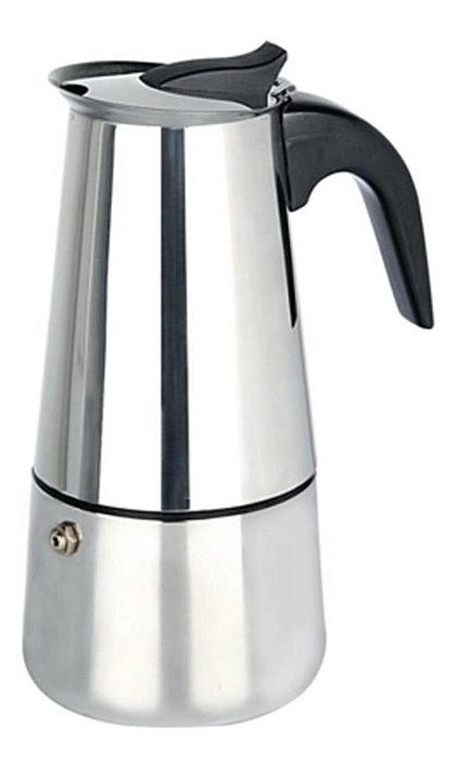 Cafeteira Italiana Jhamba Inox 450ml 9 Xícaras Expresso Aço Inoxidável
