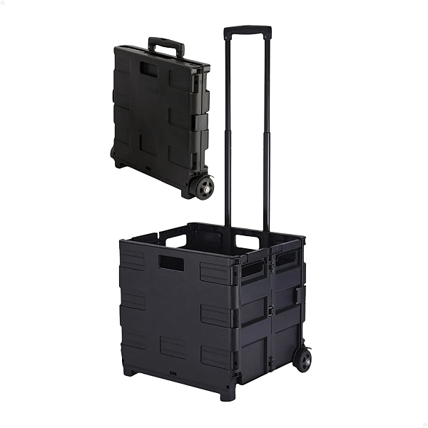 Carrinho Feira Dobrável Jhamba 42x36,5x39,5cm Preto Portátil Rodas Leves Plastico/Aço