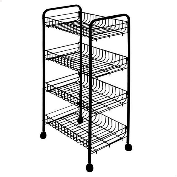 Fruteira De Chão Jhamba 4 Andares Aço Preto Cozinha Sala