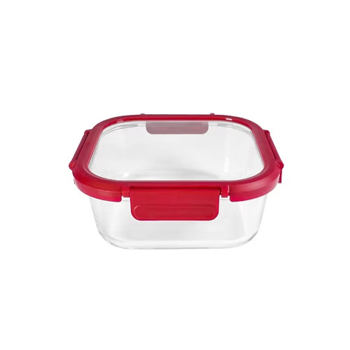 Pote Hermético Borossilicato Quadrado 800 ML Com Tampa De Vidro