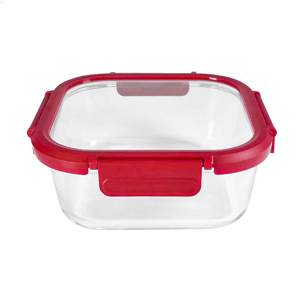 Pote Hermético Borossilicato Quadrado 530 ML Com Tampa De Vidro