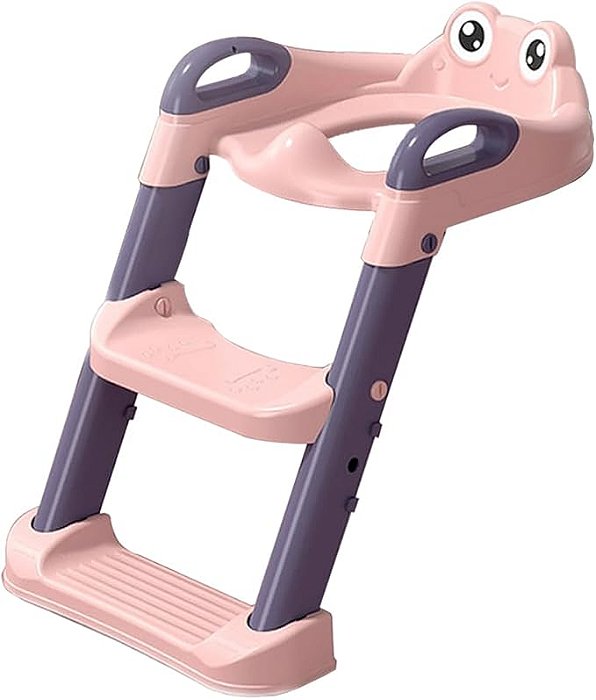 Troninho Redutor de Assento Sanitário Infantil com Escada | Escadinha Feliz Rosa para Meninas Bebês e Crianças