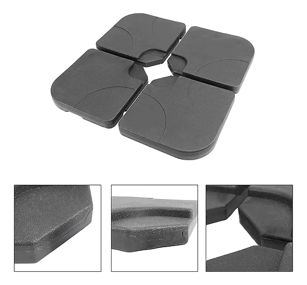 Contra Peso Base Ombrelone Lateral 4 Peças Preto Liso