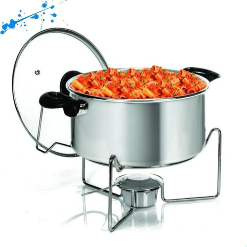 Panela Réchaud Redondo Alumínio Prata Tampa De Vidro 5 L