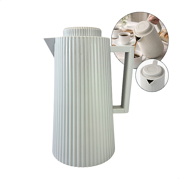 Garrafa Térmica Kobe Café Chá Vácuo Canelada Pressão 1 Lt