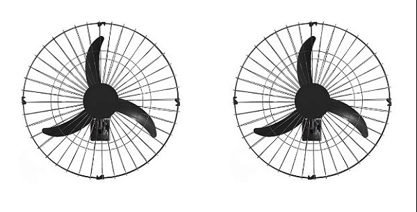 2 Ventiladores Oscilante De Parede 60cm Preto Bivolt 147w 60 Cm - Preto