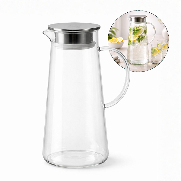 Jarra de Vidro Com Tampa De Metal 1,8 litros