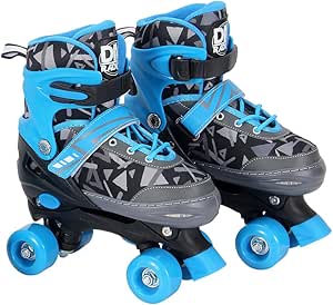 Patins Infantil Quad Roller 4 Rodas Tamanho Ajustável Com Kit De Proteção Meninos