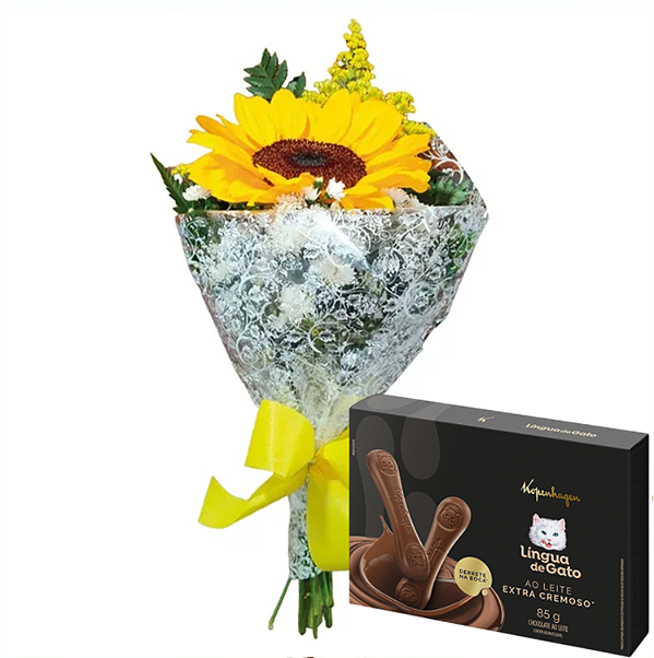 Girassol embalado e Lingua de gato Cremoso