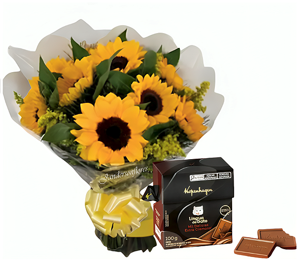 066 - Buquê 6 rosas + Chocolate