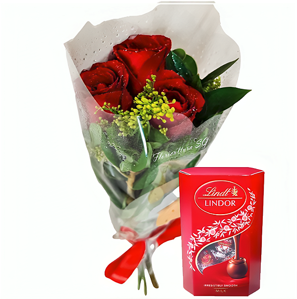 101 - Arranjo 3 rosas + Chocolate