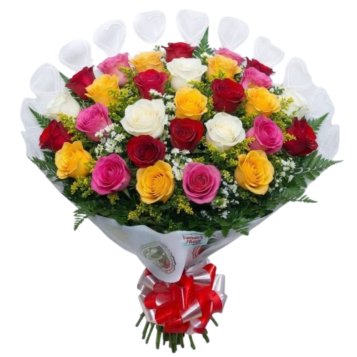 JF051 - Buquê com 24 rosas coloridas