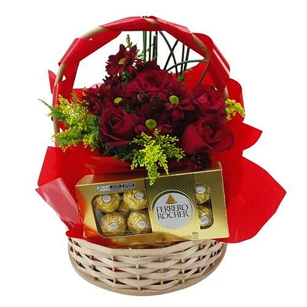 A41 - Cesta de rosas e chocolate