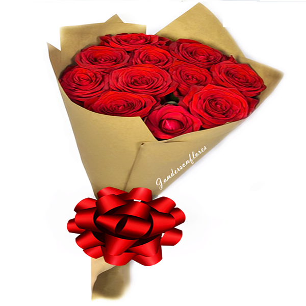 Buquê com 12 rosas vermelhas