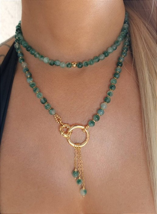 Colar Jade Verde com Cachos