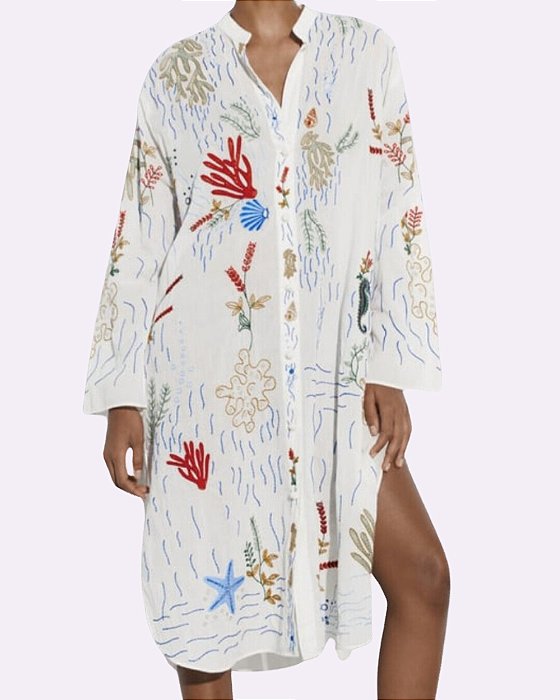 Chemise Saída de Praia Bordada