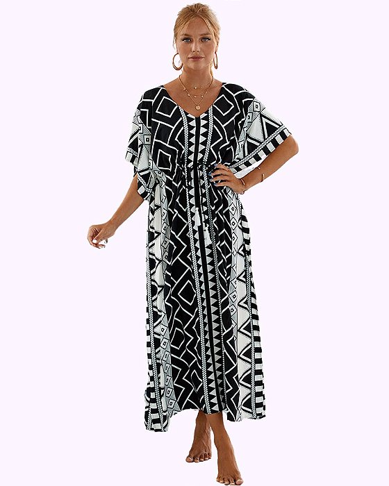 Vestido Kaftan Geométrico
