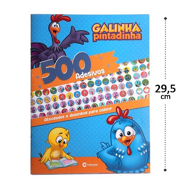 Livro De Atividades Pra Colorir Com 500 Adesivos Educativo Galinha Pintadinha