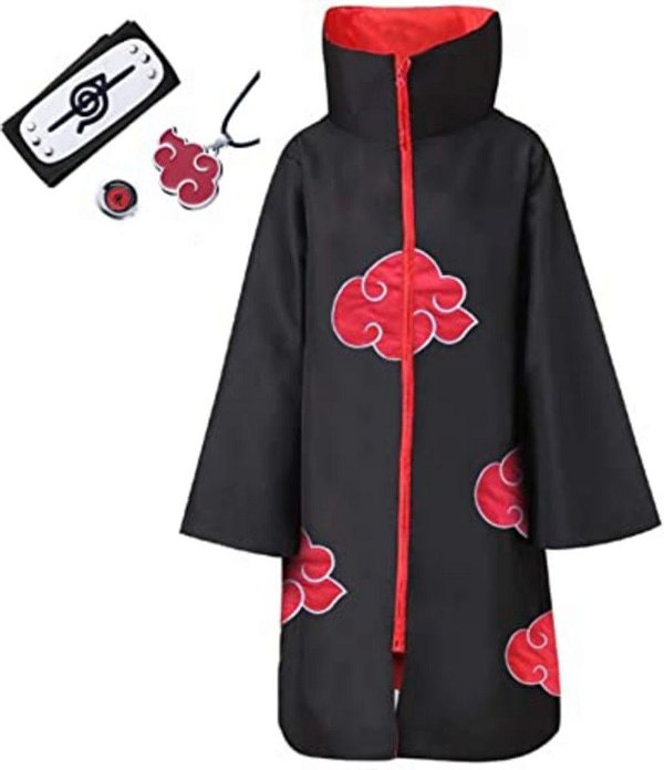 Capa Manto Akatsuki Naruto Cosplay Itachi + Bandana + Anel Tamanho M (1,55  a 1,70) - Alfabay - Cubo Mágico - Quebra Cabeças - A loja de Profissionais  e Colecionadores!
