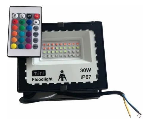 Refletor com Memoria Holofote LED 30W IP65/IP66 A prova D'Água  RGB Multicolorido