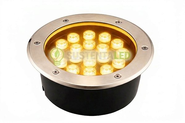 Spot Balizador LED 18W Embutir Para Chão Jardim e Piso Branco Quente IP67 A Prova D'Agua