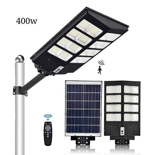 Luminária Pública De Poste Solar 400W LED Com Sensor e Controle