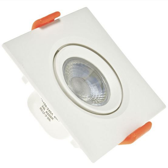 Kit 10 Spot 3W LED Dicróica Direcionavel Quadrado Gesso Sanca Branco Frio 6000k