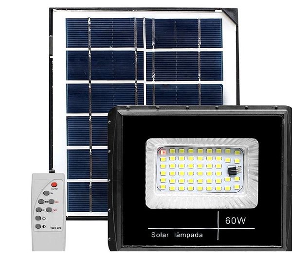 Refletor Painel Solar 60W LED Bateria Recarregável Litio Com Controle -  Sustenta Led - A maior loja de lâmpadas, refletores e luminárias públicas  de LED do Brasil!