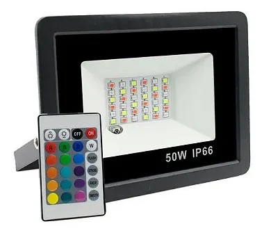 KIT 5 Refletor com Memoria Holofote LED 50W IP65/IP66 A prova D'Água  RGB Multicolorido