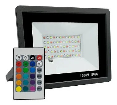 KIT 5 Refletor Com Memoria Holofote LED 100W IP65/IP66 A prova D'Água RGB Multicolorido