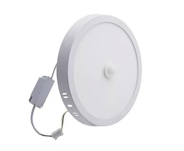 Luminária Plafon LED Com Sensor 25W 30x30 Sobrepor Redondo Branco Frio 6000k