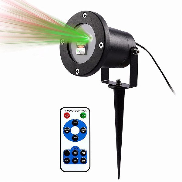 Luminária Projetor Laser LED 5W Espeto Jardim Prova D'agua Com Controle