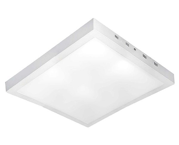 Luminária Plafon LED 36W 40x40 Quadrado Sobrepor Branco Quente 3000k