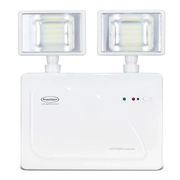 Luminária de Emergência LED 3000 Lúmens | 2 Faróis