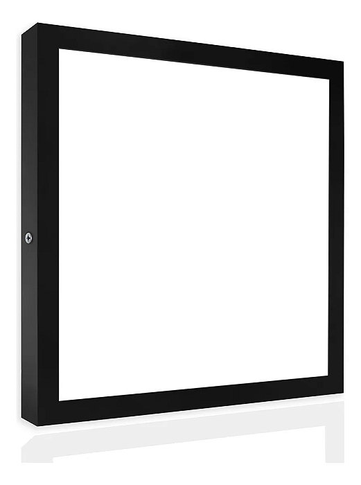 Luminária Plafon LED 48W 60x60 Quadrado De Sobrepor Branco Frio 6000k - Borda Preta