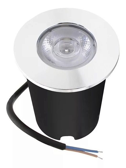 Spot Balizador LED 1W Embutir Para Chão Jardim, Piso e Escada Branco Quente IP67 A Prova D'Agua