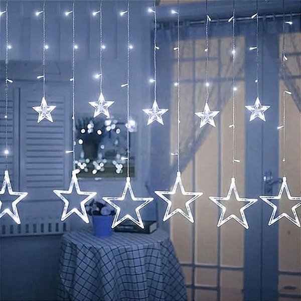 Cascata LED Estrela 8 Funções 2,5 Metros 110v Azul