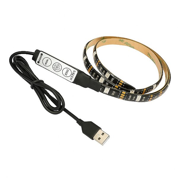 Fita LED 3 Metros 5050 Siliconada USB Para TV Monitor IP65 Setup 5v Branco Frio 6000k
