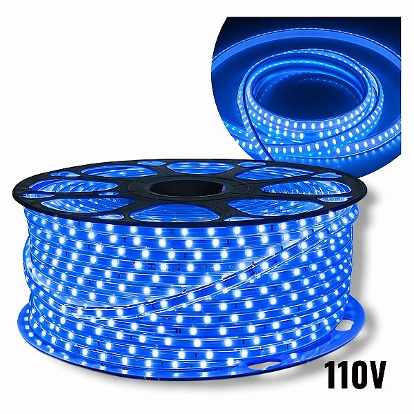 Fita Mangueira LED 100 Metros 3528 120 LEDs 110v Azul