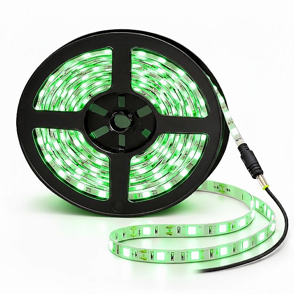 Fita LED 5 Metros 12v 3528 60 LEDs Verde IP20 Sem Fonte