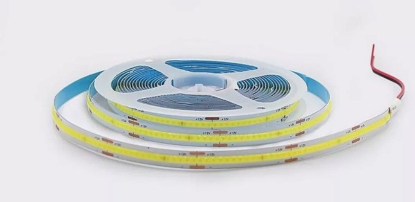 Fita LED 5 Metros Cob 12v 300 Leds Por Metro IP20 8mm Branco Neutro 4000k Sem Fonte