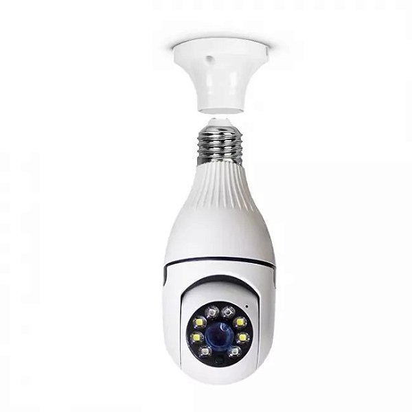 Câmera Lâmpada LED E27 Segurança Visão Noturna Infravermelho Wifi Hd Panorâmica 360º Celular