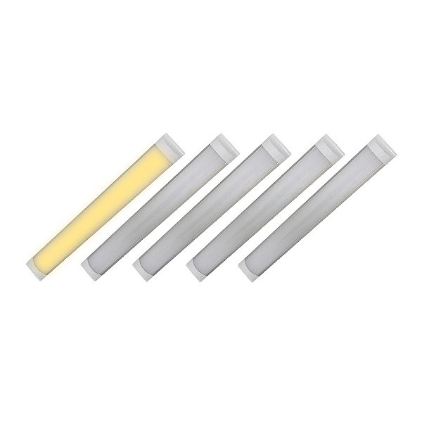 KIT 5 Lâmpada Linear LED 40W 120cm de Sobrepor Branco Quente 3000k